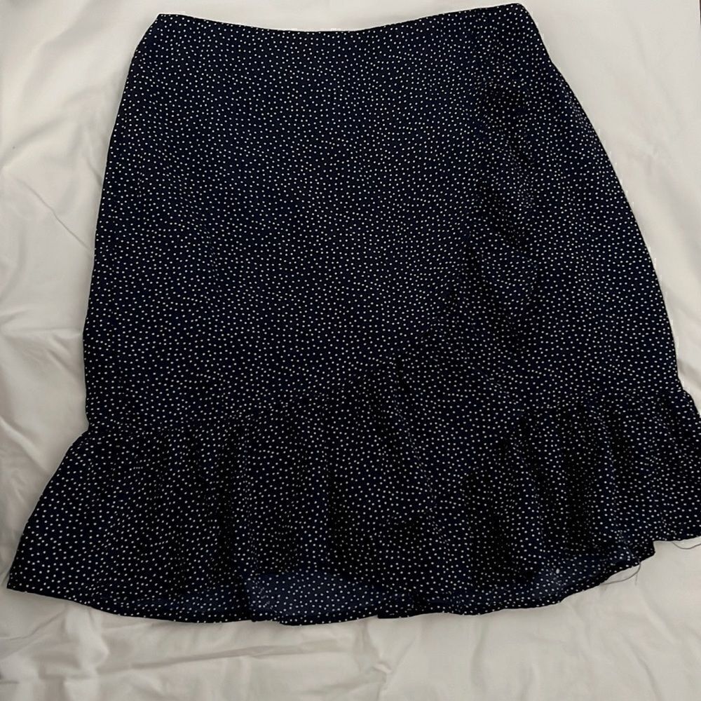 Cute mini skirt blue with white polka dots size medium